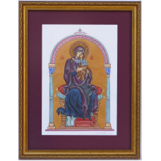 Holy Mother of God with the baby on throne